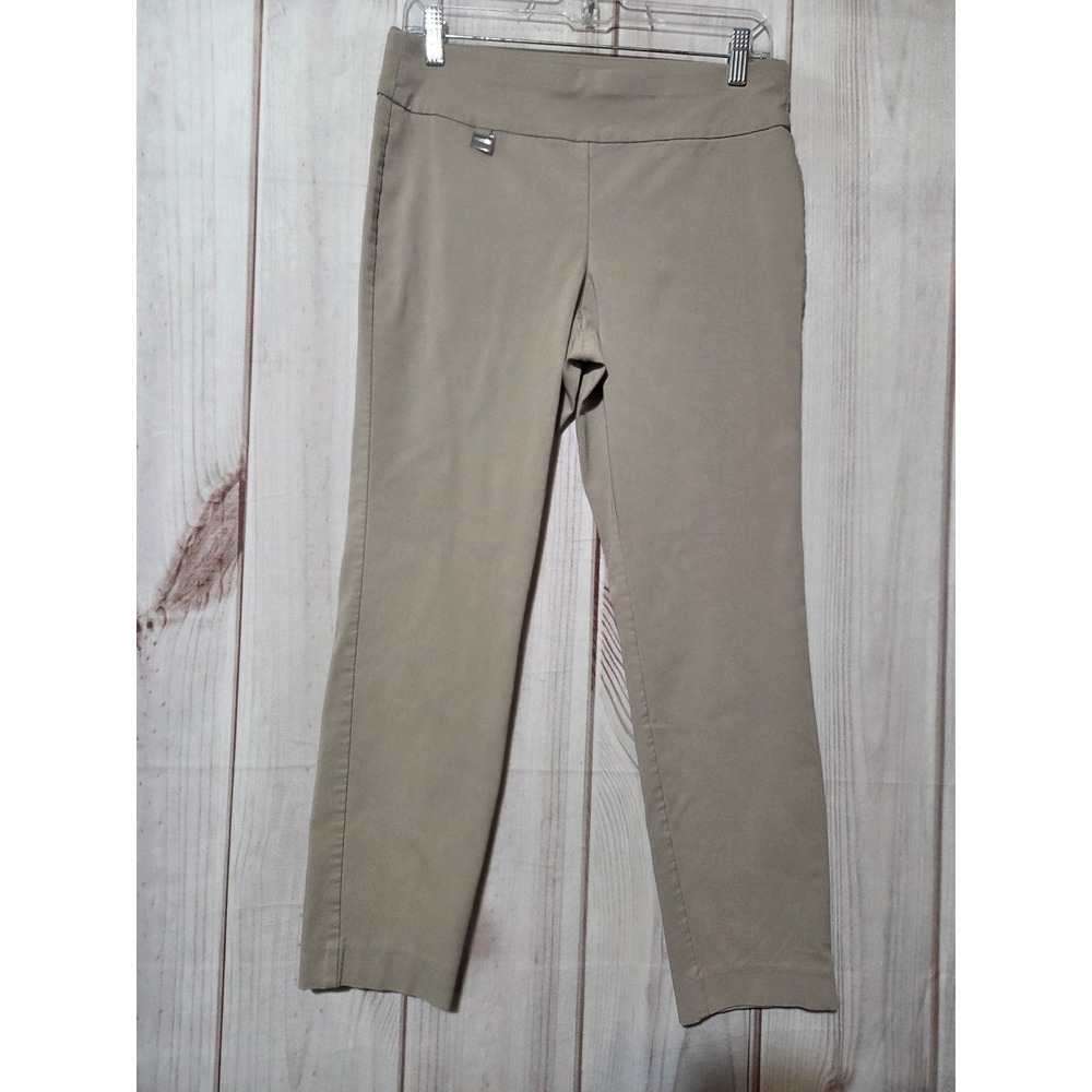 Alfani Womens Tan Khaki Pull On Straight Leg Tummy Control Pants Size 8S Short